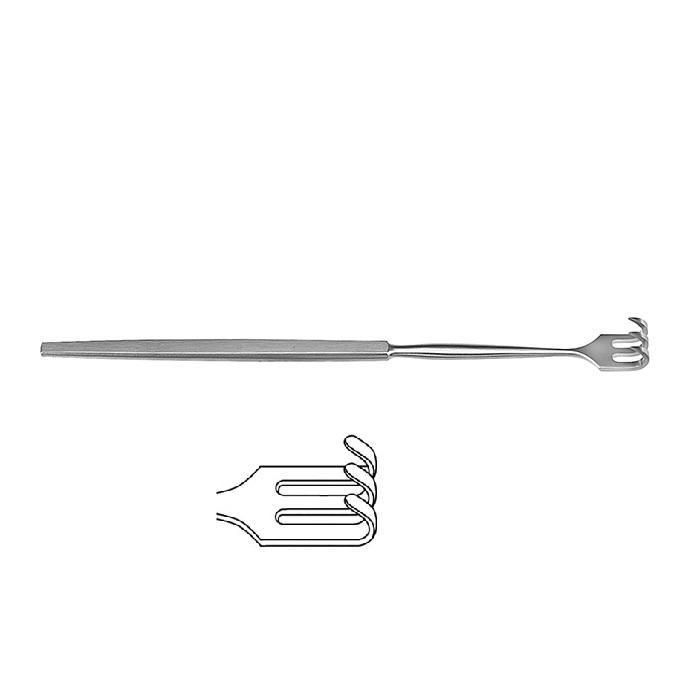 Гачок; 3 зубчики; тупий; вузький згин; 16,5см. Tontarra Medizintechnik GmbH